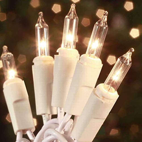 100 Count Mini Clear Christmas Lights - 21ft White Wire